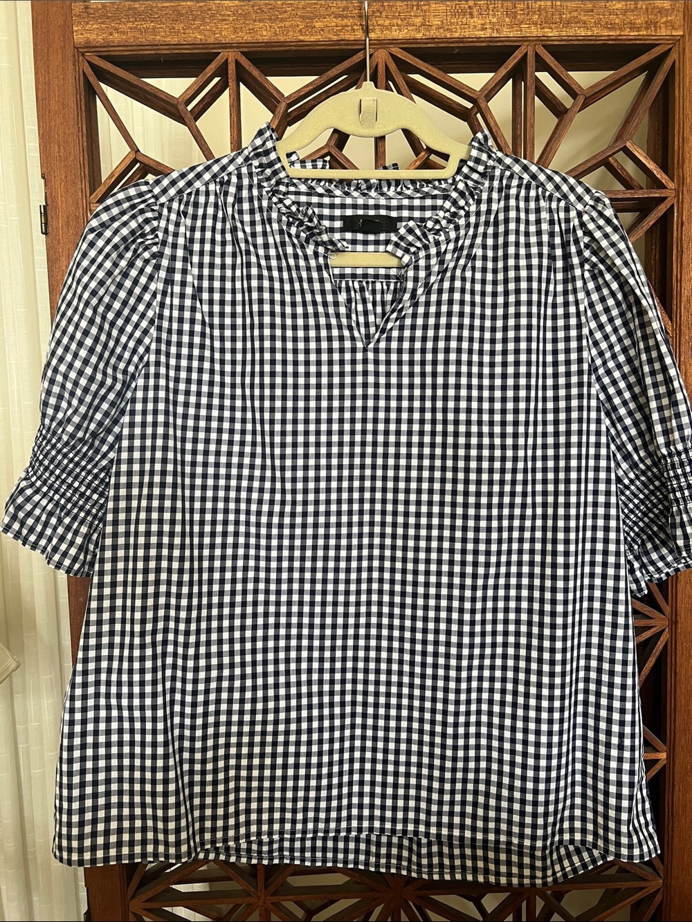 Classic Navy & White Gingham Women’s Shirt